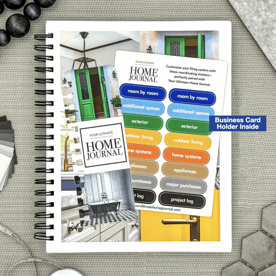 Your Ultimate Home Journal <b>with</b> Business Card Holder <br /><b>Includes</b> Coordinating Stickers & Bookmark Bundle